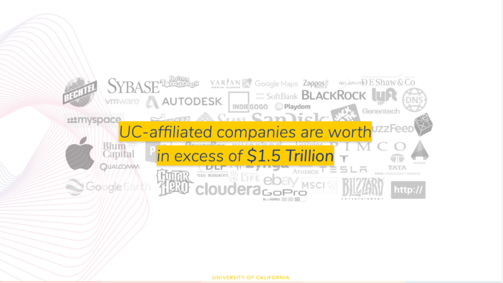 UC-affiliated companies are worth in excess of $1.5 trillion
